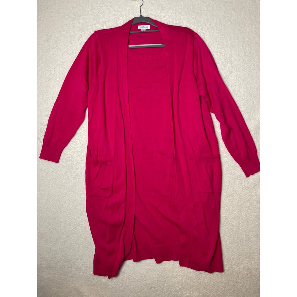 Joan Rivers Women's Casual Cotton Knit Cozy Sweater Cardigan Dress Fuchsia 1X